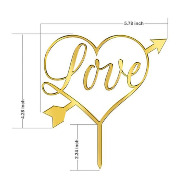 Cake Topper. Love. Heart. Arrowheart. Gold and Glitter. Party decoration | OrangeDolly 1