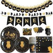 WildOne Complete Party Set. Plates, Cups, Bowl, Napkins, banners, cake toppers | OrangeDolly USA