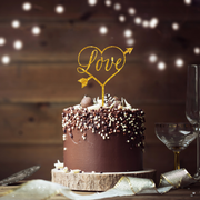 Cake Topper. Love. Heart. Arrowheart. Gold and Glitter | OrangeDolly